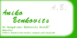 aniko benkovits business card